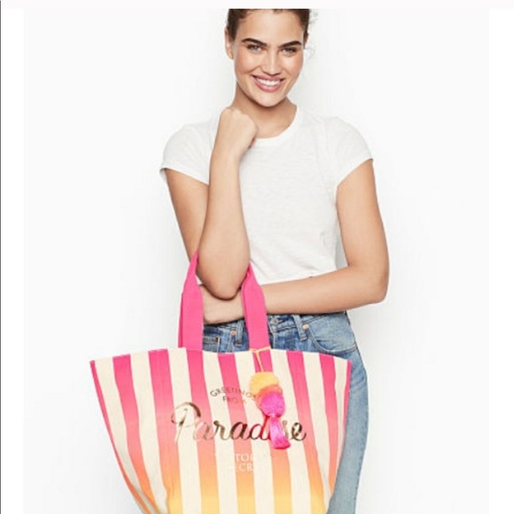 NWT Victoria’s Secret Paradise Striped Tote Bag - Picture 3 of 7